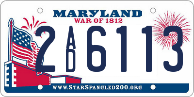 MD license plate 2AD6113