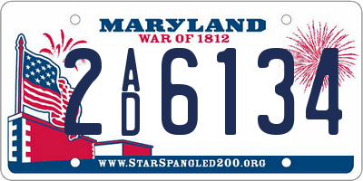 MD license plate 2AD6134