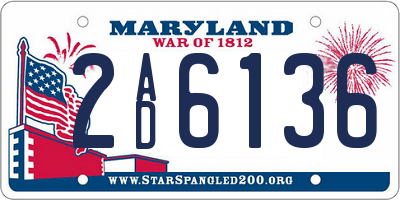 MD license plate 2AD6136