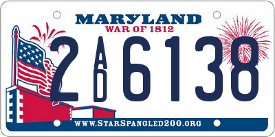 MD license plate 2AD6138