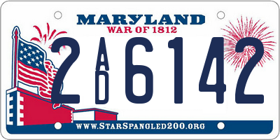 MD license plate 2AD6142