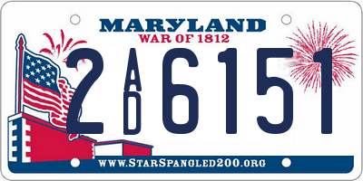 MD license plate 2AD6151