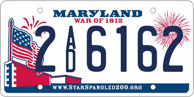 MD license plate 2AD6162