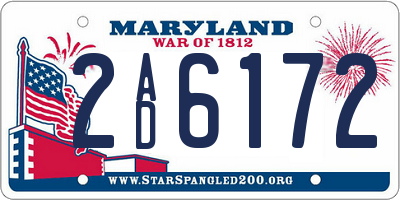 MD license plate 2AD6172