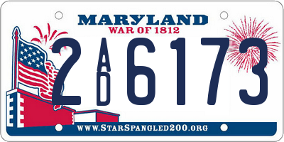 MD license plate 2AD6173