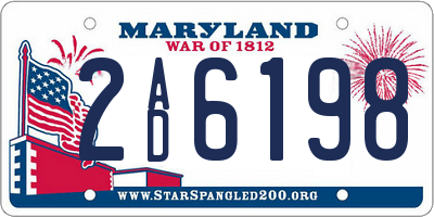 MD license plate 2AD6198