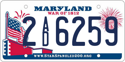 MD license plate 2AD6259
