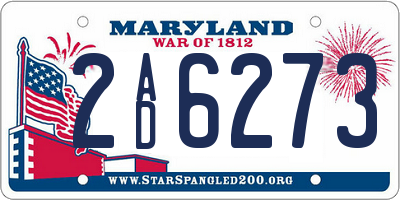 MD license plate 2AD6273