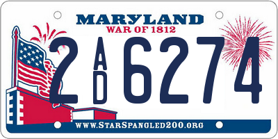 MD license plate 2AD6274