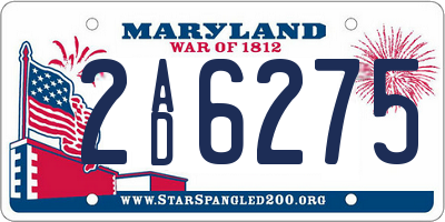 MD license plate 2AD6275