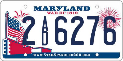 MD license plate 2AD6276