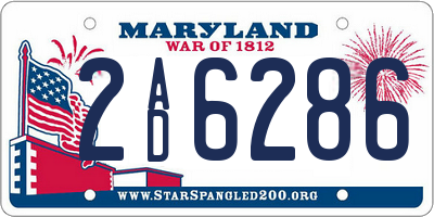 MD license plate 2AD6286