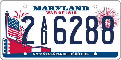 MD license plate 2AD6288