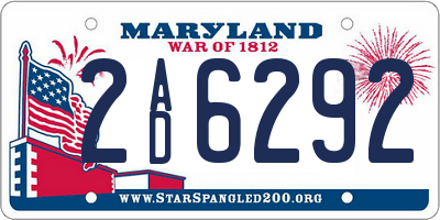 MD license plate 2AD6292