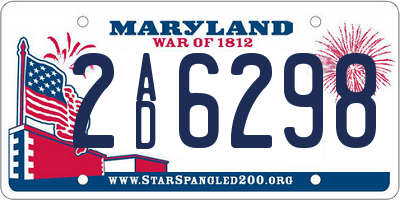 MD license plate 2AD6298