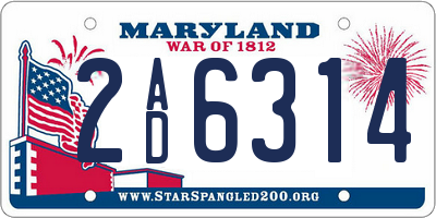 MD license plate 2AD6314