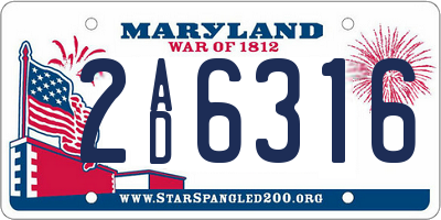 MD license plate 2AD6316
