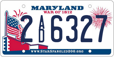 MD license plate 2AD6327