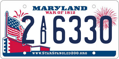 MD license plate 2AD6330