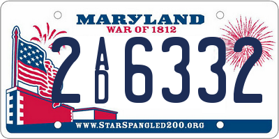 MD license plate 2AD6332