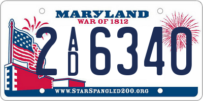 MD license plate 2AD6340