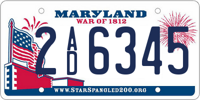 MD license plate 2AD6345