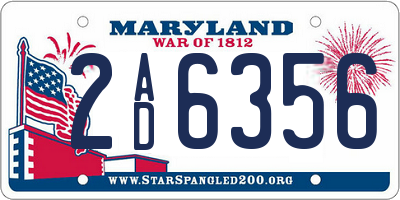 MD license plate 2AD6356