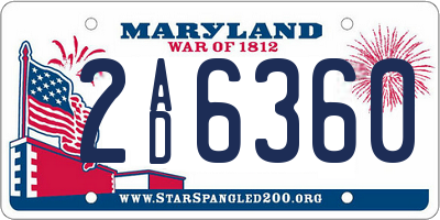 MD license plate 2AD6360