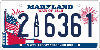 MD license plate 2AD6361