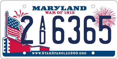 MD license plate 2AD6365