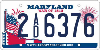 MD license plate 2AD6376