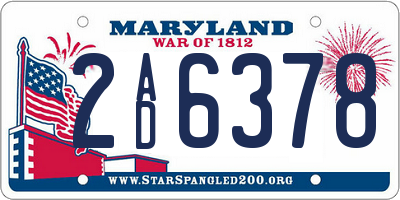MD license plate 2AD6378