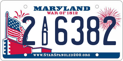 MD license plate 2AD6382