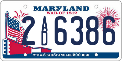 MD license plate 2AD6386