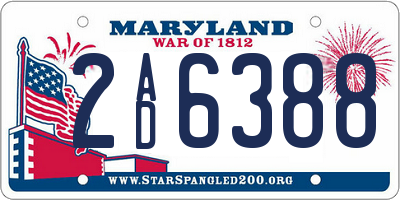 MD license plate 2AD6388