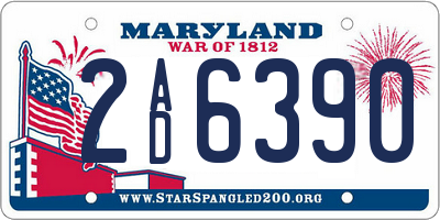 MD license plate 2AD6390