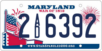 MD license plate 2AD6392
