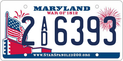 MD license plate 2AD6393