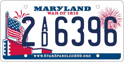 MD license plate 2AD6396