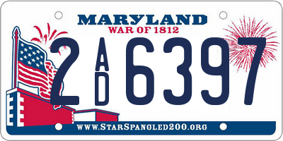 MD license plate 2AD6397