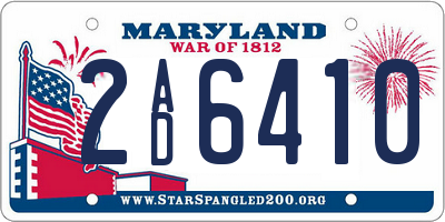 MD license plate 2AD6410