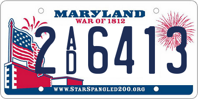 MD license plate 2AD6413