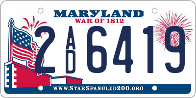 MD license plate 2AD6419