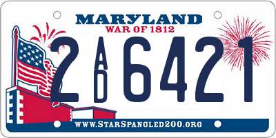 MD license plate 2AD6421