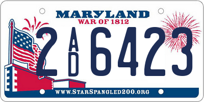 MD license plate 2AD6423