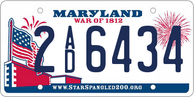 MD license plate 2AD6434