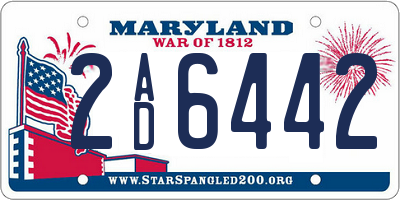 MD license plate 2AD6442