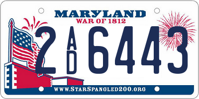 MD license plate 2AD6443
