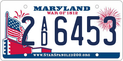 MD license plate 2AD6453