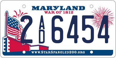 MD license plate 2AD6454